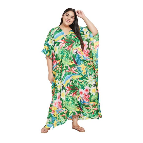 Womens Full Length Kaftan Dress for Bikini Cover up One Size Maxi Dress for Home - Picture 3 of 9
